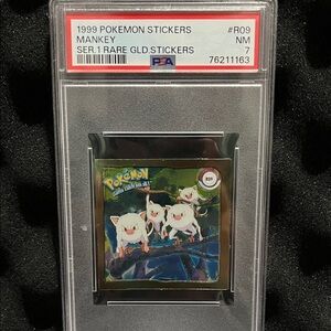 1999 Pokémon Mankey Stickers rare gold sticker!